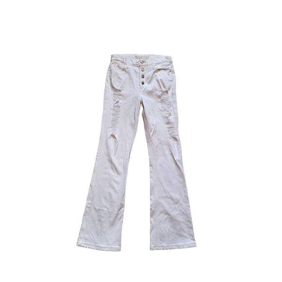 Joe's Jeans High Rise Distressed Flare Jeans Button Front White Women's 26 - Picture 1 of 5